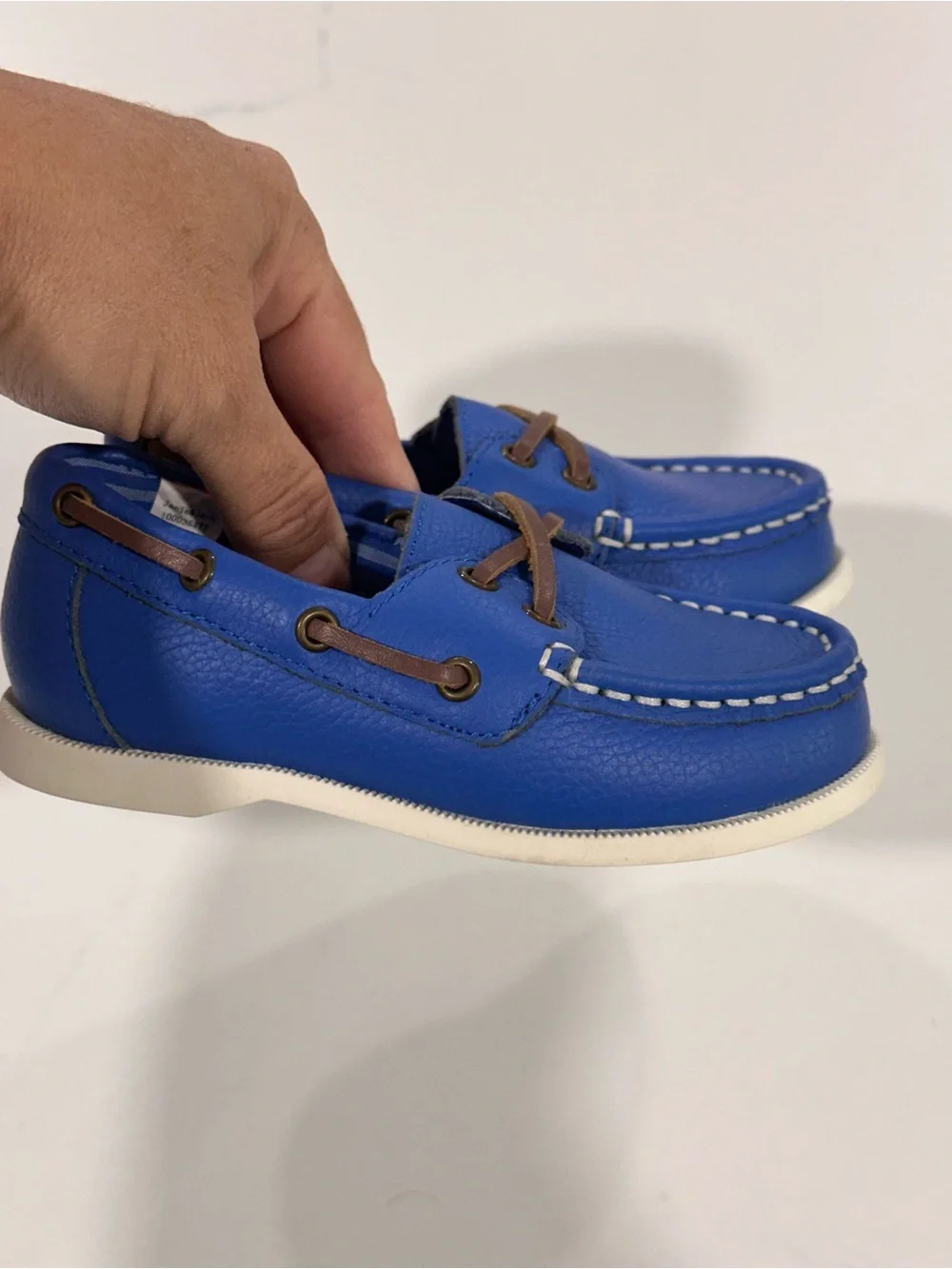 Janie and Jack Royal Blue & Brown Kids Boat Shoes